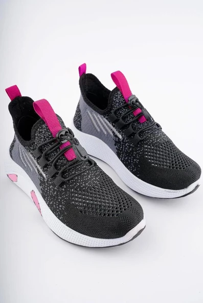 Tutinom 507-24 Triko Sneaker Kız Çocuk Ayakkabı Siyah Pembe 26-30 - 2