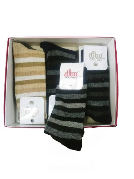 Diba Kadın Yün Çizgili Karışık Renk Soket Çorap - 6 Adet  Karışık Renk 36-40 - Resim 2