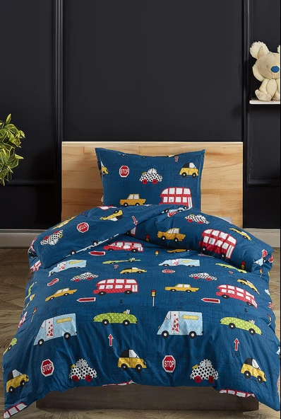 Upstyle Çocuklar İçin Tek Kişilik Nevresim Seti  Canlı Mavi