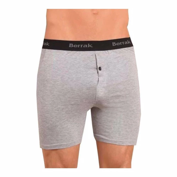 BERRAK 1059 Likralı Düğmeli Erkek Boxer 3'Lü   L Koyu Gri