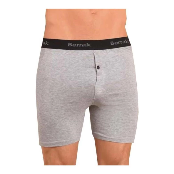 BERRAK 1059 Likralı Düğmeli Erkek Boxer 3'Lü   M Gri