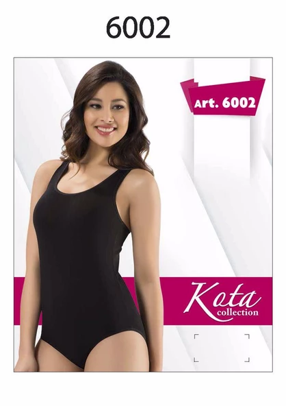Kota Kadın Geniş Askı Çıtçıtlı Body-6002   XL Siyah - Resim 4