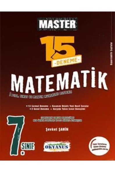 7. Sınıf Matematik Master 15 Matematik Deneme / Şevket Şahin / Okyanus Yayınları / 9786059565806
