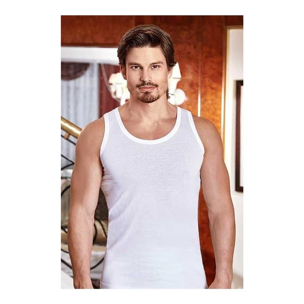 BERRAK 1020 Erkek Atlet 6'Lı  Beyaz 4XL
