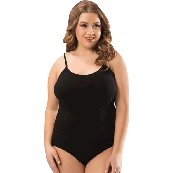 Kota  Kadın İp Askılı Çıtçıtlı Body -6001  XL Siyah - Resim 4