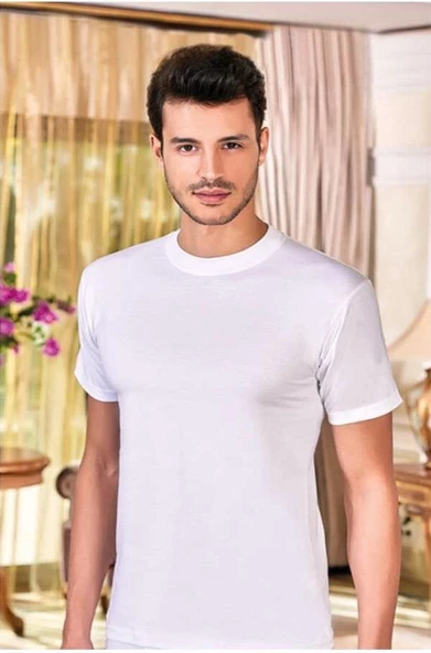 Berrak 1003 ERKEK Yarım Kol Kapalı Yaka Fanila 6 Adet  Beyaz 2XL - Resim 2