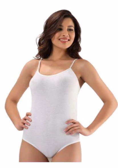 Kota Kadın İp Askılı Çıtçıtlı Body 2 Adet-6001  Beyaz L