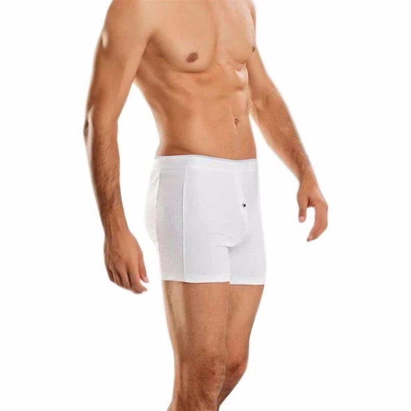 BERRAK 1059 Likralı Düğmeli Erkek Boxer 3'Lü   Beyaz L - 2