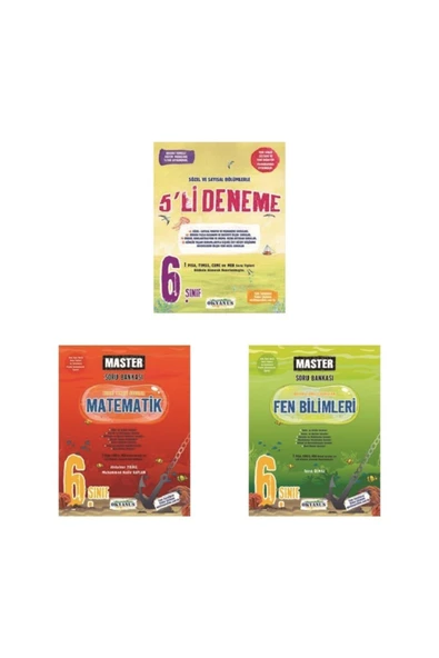 Okyanus 6. Sınıf Master Matemetik Fen + Deneme Set 3 Kitap