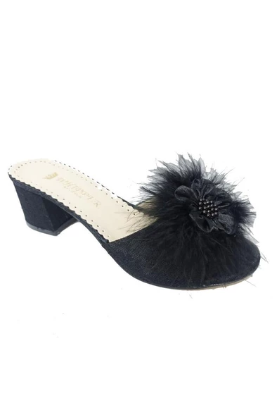 Whipper 1301 Nakışlı Kalın Topuk Tüylü Kadın Terlik ürün görseli 1