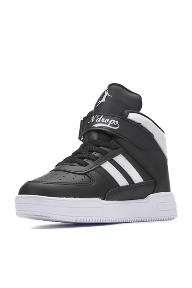 Ndrops 09 Deri Basketbol Orijinal Çocuk Sneakers Bot Siyah Beyaz - 2