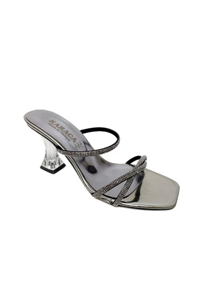 Rüya 8208-5 Rugan Taşlı İnce Topuk Kadın Terlik - Resim 4