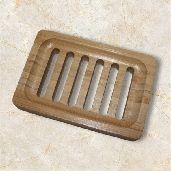 Bambu Sabunluk Ahşap Sabunluk Doğal Rustik Çizgili Bambu Katı Sabunluk - 2