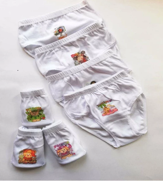 TUTKU 0822 İNCE BEL KIZ ÇOCUK  KÜLOT 6'Lı   Beyaz 2 (3-4 YAŞ) - Resim 2