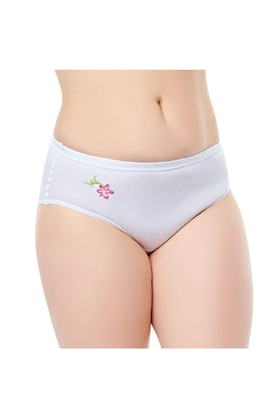 12 Adet Seher Bayan Beyaz Desenli Kadın Külot Slip  Beyaz L - 2