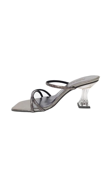 Rüya 8208-5 Rugan Taşlı İnce Topuk Kadın Terlik - Resim 5