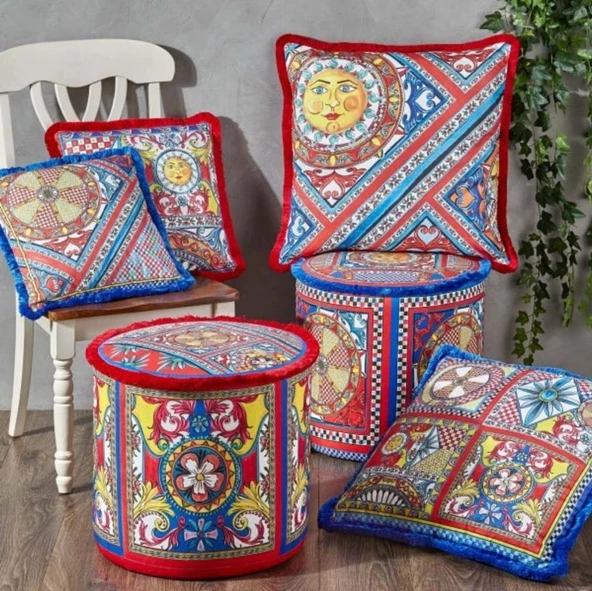 Baci Milano Sole Mio Kadife Yastık 45x45 cm - Kırmızı - 2