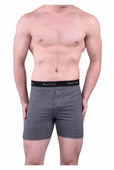 BERRAK 1059 Likralı Düğmeli Erkek Boxer 6 Adet   XL Füme