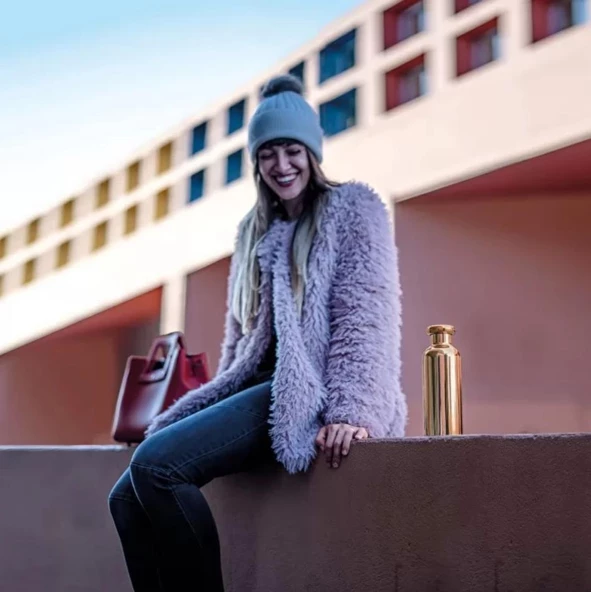 Guzzini On The Go Termal Şişe Rose Gold 500 Ml 21,2x7,3x7,3 - Resim 4