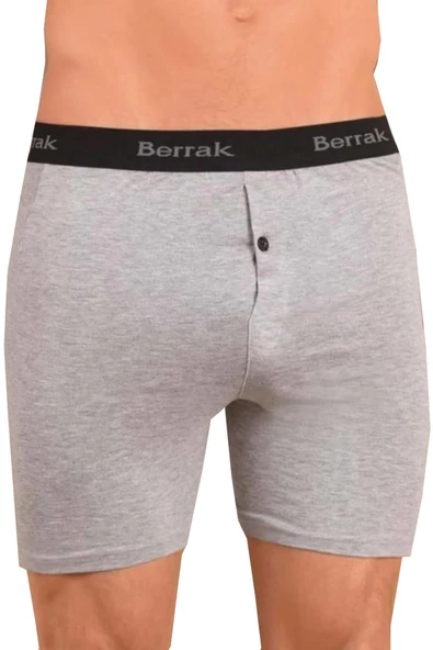 BERRAK 1059 Likralı Düğmeli Erkek Boxer 6 Adet   L Gri