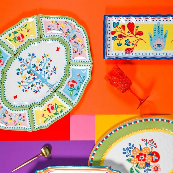 Baci Milano  Mamma Mia Ağaç Desenli 7 Parça Meze Tabağı 50 cmx 60 cm - 2