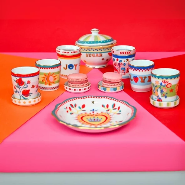 Baci Milano Mamma Mia Çiçek Desenli Tabaklı Fincan 9 cm x 12 cm - 2