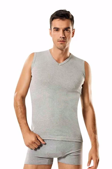 Namaldı Erkek Ribana V Yaka Spor Fanila 6'Lı Paket - 118  M Gri - Resim 5