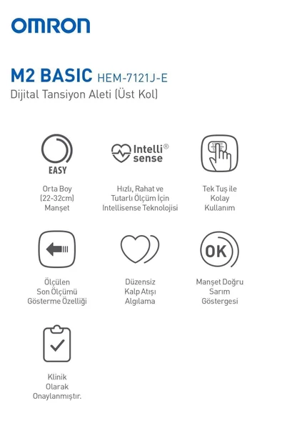 Omron M2 Basic HEM-7121J-E Koldan Ölçer Tansiyon Aleti