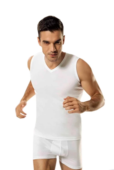 Namaldı Erkek Ribana V Yaka Spor Fanila 3'Lü Paket - 118  Beyaz S ürün görseli