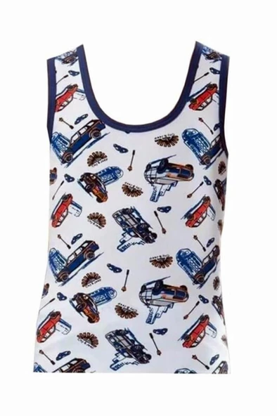 Namaldı Erkek Çocuk Likralı Desenli Atlet 6 Adet - 303  Karışık Renk 8-10 Yaş - Resim 2