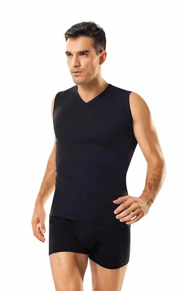 Namaldı Erkek Ribana V Yaka Spor Fanila 6'Lı Paket - 118  XL Siyah