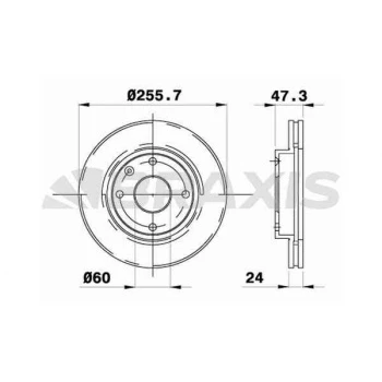 ON FREN DISKI HAVALI 4 BIJON 256MM LACETTI 05- - BRAXIS AE0477
