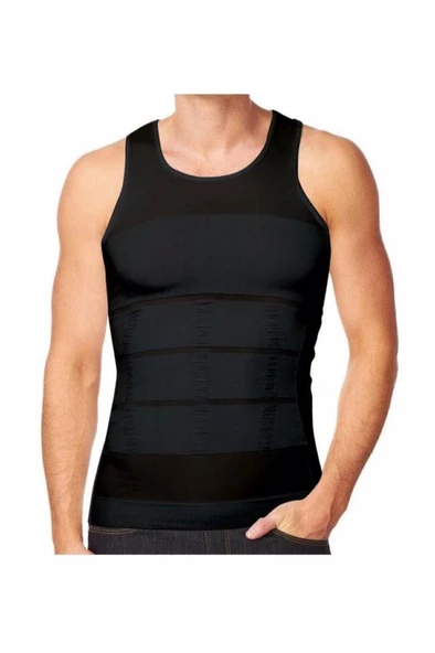 Form Angel Erkek Beden İnceltici Slim Fit Korse Atlet 1 Adet - 6012   Siyah 2XL
