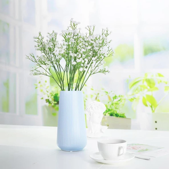 Nettenevime 3lü Set Uzun Dal Yapay Çiçek Plastik Beyaz Cipso 4Dallı 63cm - Resim 3