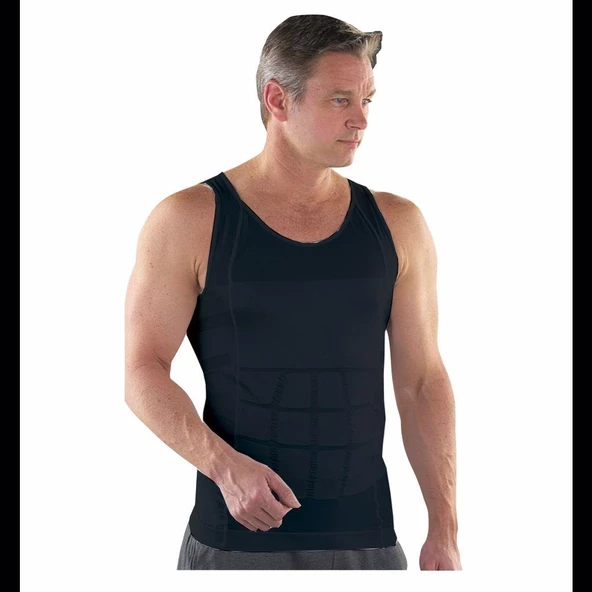 Form Angel Erkek Beden İnceltici Slim Fit Korse Atlet 1 Adet - 6012   Siyah 2XL - 2