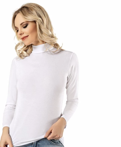 Kota Kadın Uzun Kollu Boğazlı Atlet 6226 - 2 Adet  Beyaz L - XL