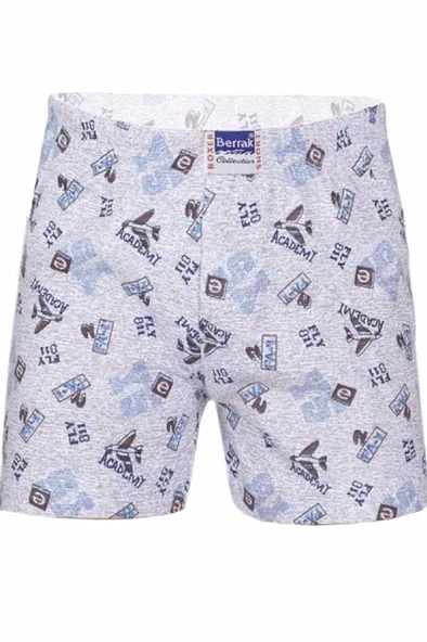 Berrak Erkek Çocuk Penye Desenli Boxer 3 Adet-1554  Karışık Renk 6 No:8-9 Yaş - Resim 2