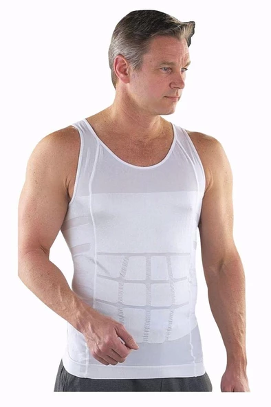 Form Angel Erkek Beden İnceltici Slim Fit Korse Atlet 1 Adet - 6012   Beyaz 2XL
