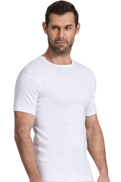 Namaldi Erkek Ribana O Yaka İnce Biyeli Fanila 6'Lı Paket - 111  Beyaz 2XL