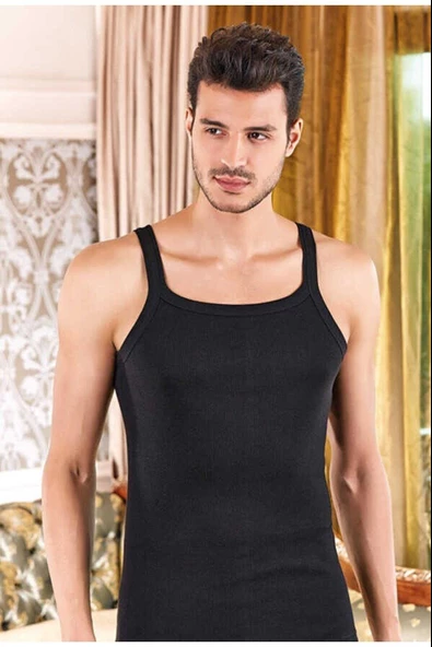 Berrak Erkek Kaşkorse Atlet 1044 - 6 Adet  Siyah S