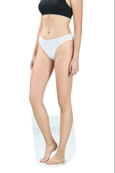Jiber Kadın Bikini Külot 655 - 12 Adet  Beyaz L