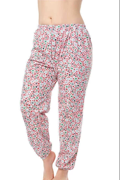 Seher Kadın Uzun Tek Alt Pijama Çiçek Desenli KIŞLIK Battal Boy -3 Adet  Karışık Renk 3XL