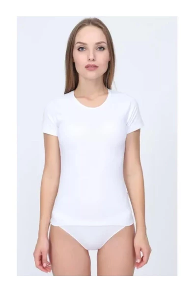 Gümüş Kadın Ribana Yarım Kollu Kaşkorse Fanila Atlet 3013 - 6 Adet  Beyaz 2XL ürün görseli