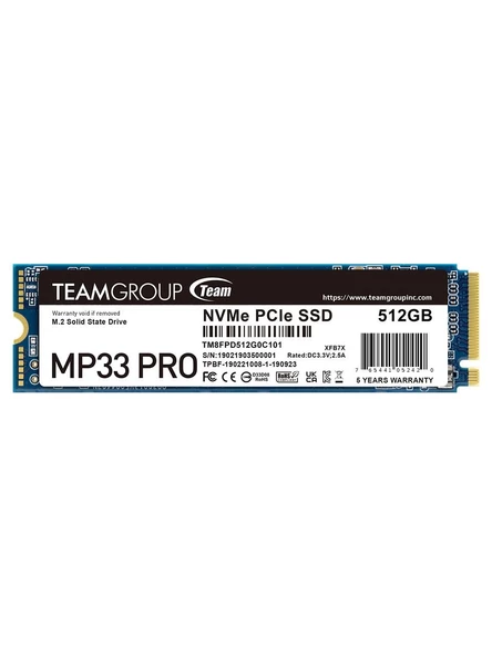 Team MP33 Pro 512GB 2400/2000MB/s NVMe PCIe Gen3x4 M.2 SSD Disk