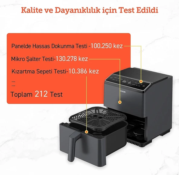 Cosori Sıcak Hava Fritözü ikili Isıtma Sistemi, 6.4 Lt Siyah (Teşhir&Outlet) - 7
