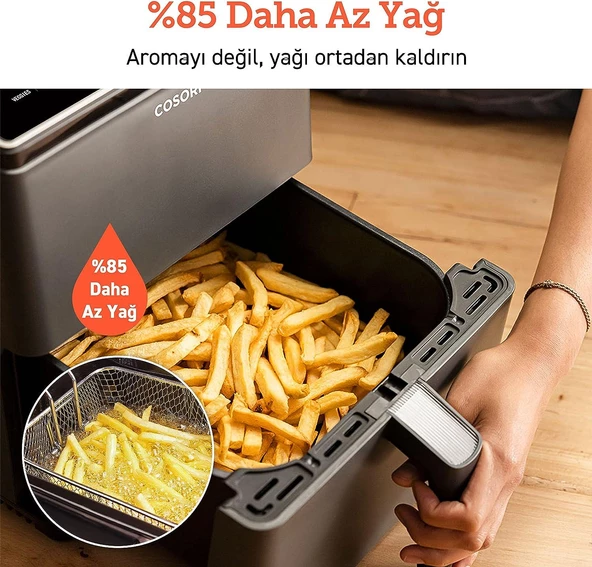 Cosori Sıcak Hava Fritözü ikili Isıtma Sistemi, 6.4 Lt Siyah (Teşhir&Outlet) - 8