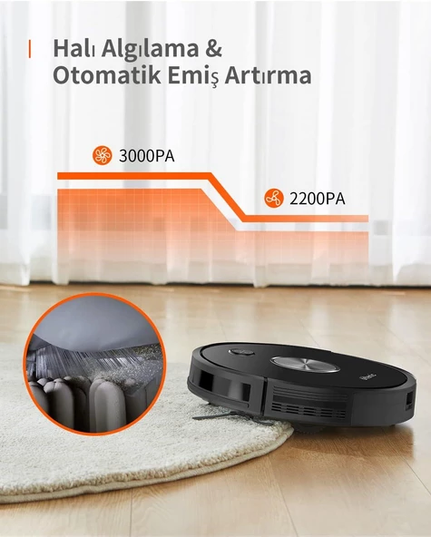Ultenic D5s Pro Vacuum & Mop Robot Süpürge, 3000Pa, Siyah (Teşhir Outlet) - 4