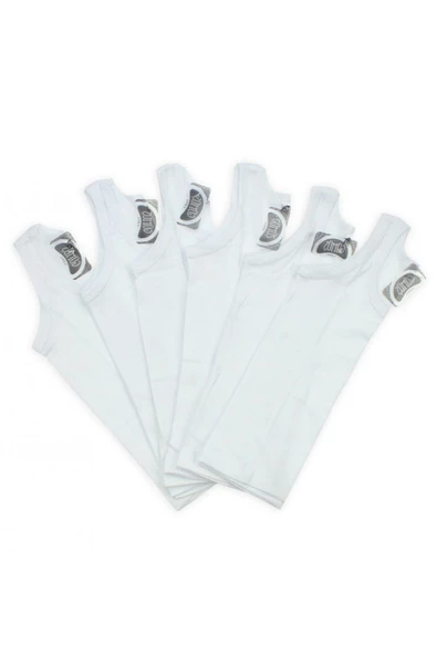 Gümüş Erkek Çocuk Ribana Askılı Atlet 3023 - 6 Adet  Beyaz 6 (11-12YAŞ) - Resim 3