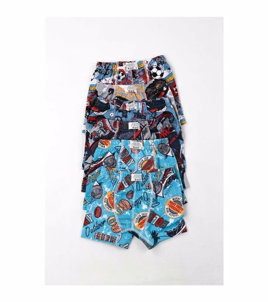 Gümüş Erkek Çocuk Likralı Emprime Desenli Boxer 3089 - 6 Adet  Karışık Renk 5 (9-10 YAŞ) - 1