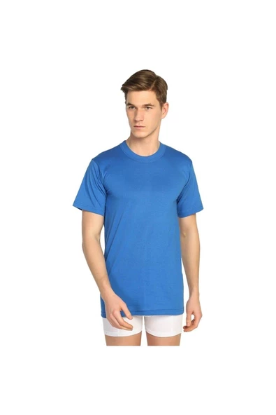 Sedef Yıldızı Erkek Penye Sıfır Yaka Renkli Fanila Atlet 1008 - 6 Adet  Saks Mavi 3XL ürün görseli